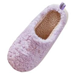 BILIKEYU Hausschuhe Damen Herren Flache Winter Home Indoor Plüsch Weich rutschfeste Warm Lammfell Baumwollpantoffeln Bequeme Flauschige Slip On Schuhe Slipper Home gr 40 Lila von BILIKEYU