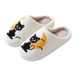 BILIKEYU Hausschuhe Damen Herren Haus Schuhe Plüsch Flauschige Pantoffeln Lustig Kuschelige Home Slipper Winter Warm rutschfeste Hausschlappen Schlafzimmer gr 37 Schwarz von BILIKEYU