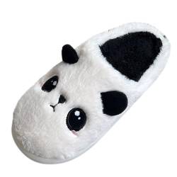 BILIKEYU Hausschuhe Damen Herren Home Indoor Lustig Tiere Niedlicher Panda Weiche rutschfeste Warm Plüsch Baumwollpantoffeln Bequeme Winter Slipper Home gr 42 Weiß von BILIKEYU