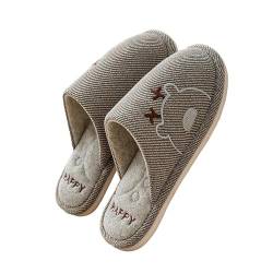 BILIKEYU Hausschuhe Damen rutschfeste Niedliche Weiche Haus Schuhe Baumwollleinen Atmungsaktive Pantoffeln Bequeme Schlafzimmer Memory Foam Home Slipper gr 36 Kaffee von BILIKEYU