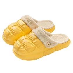 BILIKEYU Hausschuhe Herren Damen Flache rutschfest Plüsch Pantoffeln Baumwolle Niedliche Warm Winter Weiche Haus Schuhe Bequeme Schlafzimmer Home Slipper gr 36 Gelb von BILIKEYU