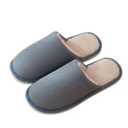 BILIKEYU Hausschuhe Herren Damen Slipper Plüsch Lammfell Flauschige Pantoffeln rutschfeste Hausschlappen Haus Schuhe Bequeme Baumwolle Schlafzimmer Home Slipper gr 44 Grey von BILIKEYU