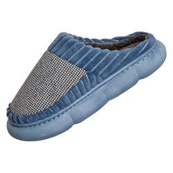 BILIKEYU Hausschuhe Herren Plüsch Flauschige Winter Warm Weiche Flache Haus Schuhe Pantoffeln Bequeme Baumwolle Schlafzimmer Memory Foam Home Slipper gr 46 Marine von BILIKEYU