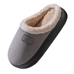 BILIKEYU Hausschuhe Herren Warme Baumwollschuhe Weicher rutschfeste Winter Warm Weiche Baumwolle Pantoffeln Lammwolle Unisex Schlafzimmer Home Slipper gr 44 Grey von BILIKEYU