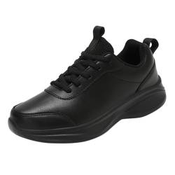 BILIKEYU Schuhe Herren Sneaker Damen Leichte Lederschuhe Große Größe rutschfeste Orthopädische Workout Laufen Gehen Wanderschuhe Freizeitschuhe gr 39 Schwarz von BILIKEYU