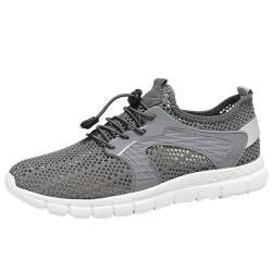 BILIKEYU Schuhe Herren Sneaker Mode Atmungsaktive Mesh Cut-Outs Flache Elastische Freizeitschuhe rutschfeste Leichte Weiche Outdoor-Wandersportschuhe Barfußschuhe Bequem gr 41 Grey von BILIKEYU