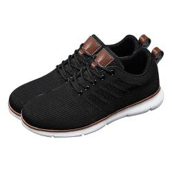 BILIKEYU Schuhe Herren Sneaker Mode Casual Flache Leichte Schnürer Atmungsaktive Mesh Gestrickte rutschfeste Workout Laufen Gehen Schuhe Bequem Sportschuhe Freizeitschuhe gr 46 Weiß von BILIKEYU