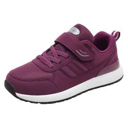 Damen Herren Sneaker Sportschuhe Leichte Schnürer Laufschuhe Atmungsaktive Bequeme Memory Foam rutschfeste Orthopädische Freizeitschuhe Walkingschuhe Running Shoes Women gr 36 Lila-B von BILIKEYU