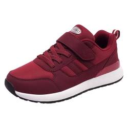 Damen Herren Sneaker Sportschuhe Leichte Schnürer Laufschuhe Atmungsaktive Bequeme Memory Foam rutschfeste Orthopädische Freizeitschuhe Walkingschuhe Running Shoes Women gr 40 Rot-B von BILIKEYU