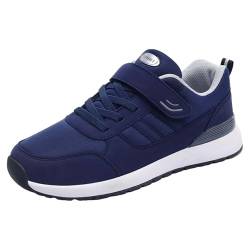 Damen Herren Sneaker Sportschuhe Leichte Schnürer Laufschuhe Atmungsaktive Bequeme Memory Foam rutschfeste Orthopädische Freizeitschuhe Walkingschuhe Running Shoes Women gr 42 Blau-A von BILIKEYU