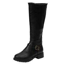 Farbe Stiefel solide Retro Schnürung Frauen Zehen Schuhe Runde mittlere Ferse Damenstiefel Herrenschuhe (Z1-Black, 41) von BILIKEYU