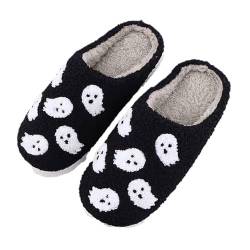 Halloween Weihnachten Hausschuhe Damen Herren Plüsch Flauschige Hausschuhe Lustig Home Slipper Warme Winter Haus Schuhe Frauen Für Drinnen Und Draußen gr 36 Schwarz von BILIKEYU