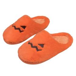 Halloween Weihnachten Hausschuhe Damen Herren Plüsch Flauschige Hausschuhe Lustig Home Slipper Warme Winter Haus Schuhe Frauen Für Drinnen Und Draußen gr 38 Orange von BILIKEYU