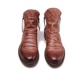 BININBOX Herren Chelsea Boots – Doppelreißverschluss, rutschfeste Sohle, Lederstiefel mit Quasten (Braun, Erwachsene, 41, Numerisch, EU Schuhgrößensystem, M) von BININBOX