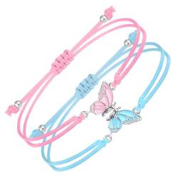 BIRLOZA 2 Stück BFF Armbänder passende Schmetterlingsarmbänder verstellbares Armband für beste Freunde handgefertigte Charm Freundschaftsarmbänder von BIRLOZA