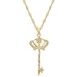 BISONBLUE Halskette Anhänger Damen Frauen Kette Mädchen Geschenk Freundin Kronen-Schlüsselanhänger-Halskette Für Damen von BISONBLUE