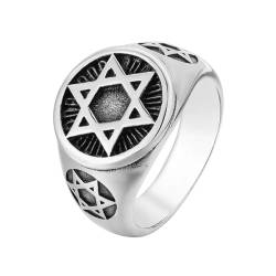 BISONBLUE Ringe Herren Rings Damen Ring Modeaccessoires Vintage Punk einfache Ringe für Männer Frauen Mode Hexagramm Ring Biker Amulett Geschenk 7 WEISS von BISONBLUE