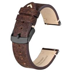 BSIONSTRAP Antike Uhrenarmband für Herren, Italienisches Leder, Schnellverschluss Armband, Kompatibel mit Uhrenanstoßbreiten von 18 mm, Kaffeebraun (Schwarze Schnalle) von BISONSTRAP