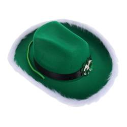 BIUDECO Grüne Beanie-mütze Mit Krawatte St Patricks Day Hut Cowboy-hut St Patrick Hut St. Patricks Kopfbedeckung Koboldhut Grüner Hut Cowgirl-hut St. Patrick's Day Stirnband Green Stoff von BIUDECO