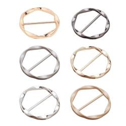 6 Stück Metall T Shirt Clips Seiden Schal Ring Clip Schnalle Schal Ringschnalle Kleidungs Eckknopf runder Kreis Clip Schnalle Kleidungsring Wickelhalter für Frauen und Mädchen von BIVBWQU