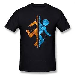 Portal T Shirt Portal Splatter T-Shirt Printed Casual Tee Shirt Mens Cute Cotton Short Sleeves Tshirt BLACK L von BIYAN