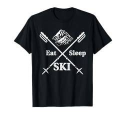 Eat Sleep Ski Winter Sport Skifahrer Herren Männer Damen T-Shirt von BK Ski Shirts Skifahrer Damen Männer Geschenke