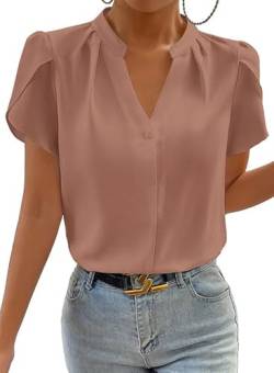 BLENCOT Damen Bluse Elegant Hemdbluse Casual V-Ausschnitt Chiffon Bluse Tops von BLENCOT