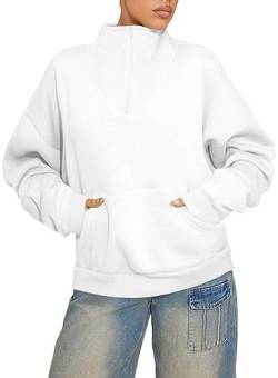 BLENCOT Damen Rollkragen Pullover Sweatshirt Ohne Kapuze mit Taschen Sport Sweatshirt Pulli Fleecepullover Hochkragen Sweatjacke Winter von BLENCOT