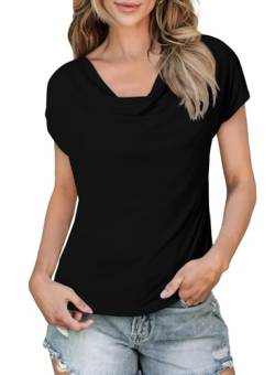 BLENCOT Damen T Shirt Sommer Top Kurzarm V-Ausschnitt Oberteile Bluse Damen Sommer Elegant Lose Basic Shirt Tops von BLENCOT