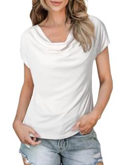 BLENCOT Damen T-Shirt V-Ausschnitt Kurzarm Sommer Shirts Einfarbig Klassic Tops Büro Casual Oberteile von BLENCOT