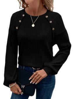 BLENCOT Damen Tunika Tops Spitzen Pullover Winter Herbst Langarm Casual Rundhals Dressy Shirt Patchwork Blusen von BLENCOT