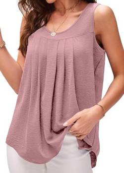 BLENCOT Tank Top Damen Bluse Sommer Chiffon Oberteile T Shirt Elegant Tops für Damen Läsiges Rundhals Cami Ämellose Blusen von BLENCOT