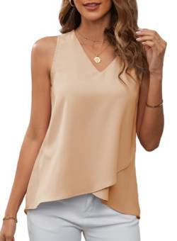 BLENCOT Tank Tops für Damen Sommer Elegante Ärmellose Chiffon Business Cami Casual V-Ausschnitt Blusen T Shirts Tuniken Flowy von BLENCOT