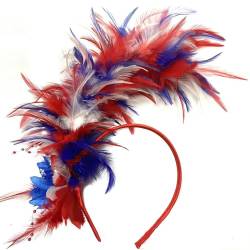 BLULILY Feder-Stirnband Fascinator Stirnband Cosplay Haarreifen 1920er Stil Kopfschmuck Vintage Feder Haarschmuck für Frauen von BLULILY