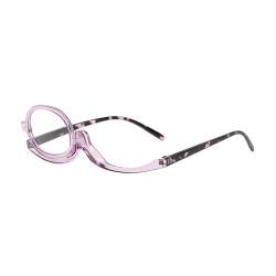 Makeup Lesebrille Frauen, Vergrößerungs-Make-up-Brille, Leichte Faltbare Make-up-Brille, Drehbare Make-Up-Brillen, Modische Augen-Make-Up-Brille, Einzel Auge Make-up Lupe Brille, +2.50 (Lila) von BNOYONERAS