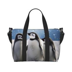 Reisetasche für Männer und Frauen, Motiv: junge Pinguine mit Schnee, groß, wasserabweisend, Turnbeutel, Wochenendtasche mit Schultergurt, Schwarz , Einheitsgröße, Reisetasche von BNVSADC