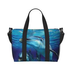 Reisetasche mit Delfin-Druck, für Herren und Damen, groß, wasserabweisend, Turnbeutel, Wochenendtasche mit Schultergurt, Schwarz , Einheitsgröße, Reisetasche von BNVSADC