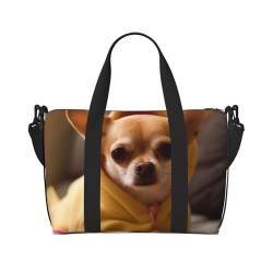 Reisetasche mit niedlichem Chihuahua-Druck, für Herren und Damen, groß, wasserabweisend, Turnbeutel, Wochenendtasche mit Schultergurt, Schwarz , Einheitsgröße, Reisetasche von BNVSADC