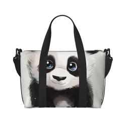 Süße Panda 1 bedruckte Reisetasche für Herren und Damen, groß, wasserabweisend, Turnbeutel, Wochenendtasche mit Schultergurt, Schwarz , Einheitsgröße, Reisetasche von BNVSADC