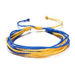 BOGEEL Handgefertigtes geflochtenes Armband, gelb-blaue Flagge, Armbänder, handgewebt, Seil, Charm-Armbänder für Damen und Herren, Paar-Armreif, Schmuck von BOGEEL