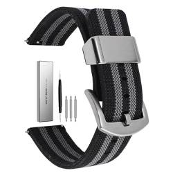BOLEXA Nylon-Armband, passend for Smartwatch-Armband, 18 mm, 20 mm, 22 mm, 24 mm, weiches Ersatz-Sportarmband, Schnellverschluss-Armband (Color : Black grey, Size : 18mm) von BOLEXA