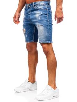BOLF Herren Jeans Shorts Kurze Jeanshose Stretch Denim Bermudas Kurze Hose Cargo Cargoshorts Used Look Baumwolle Sommer Freizeithose Slim Fit 0584 Dunkelblau S [7G7] von BOLF