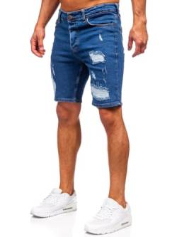 BOLF Herren Jeans Shorts Kurze Jeanshose Stretch Denim Bermudas Kurze Hose Cargo Cargoshorts Used Look Baumwolle Sommer Freizeithose Slim Fit 0790 Dunkelblau M [7G7] von BOLF