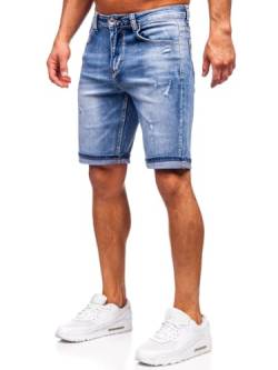 BOLF Herren Jeans Shorts Kurze Jeanshose Stretch Denim Bermudas Kurze Hose Cargo Cargoshorts Used Look Baumwolle Sommer Freizeithose Slim Fit NG60367 Blau S [7G7] von BOLF