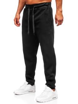 BOLF Herren Jogginghose Sweathose mit Taschen Trainingshose Sporthose Beinabschluss Freizeithose Sweatpants Jogger Lange Baumwolle Fitness Casual Slim Fit MS002A1 Schwarz XL [6F6] von BOLF