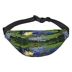 Flower Lake Pond Bauchtasche für Damen und Herren, leicht, verstellbar, für Reisen, Wandern, Radfahren, Schwarz, Einheitsgröße, Schwarz , Einheitsgröße von BONDIJ