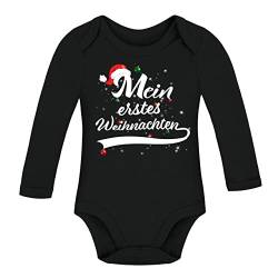 BOO Shirt – Baby Body langarm Jungen Mädchen – Mein erstes Weihnachten - Weihnachten Baby Outfit – Bedruckt mit Liebe in Deutschland - Schwarz 6-12 Monate von BOO Shirt