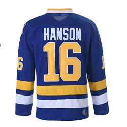 Hanson Brothers Charlestown Chiefs 16 Jack 17 Steve 18 Jeff Slap Shot Movie Ice Hockey Trikot, 16 Blau, Mittel von BOROLIN