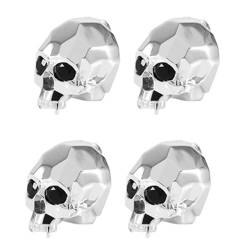 BOSONS Totenkopf-Knopfabdeckungsset, einzigartige Manschettenknöpfe, Hemdknöpfe für Männer, gotische Knopfabdeckungen, Herrenmanschettenknöpfe mit Totenkopf, Punk-Anzug-Accessoires (Silver-4PCS) von BOSONS