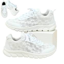 Luxuriöse orthopädische Damen-Sneaker, atmungsaktive Mesh-Schuhe für den Sommer, orthopädische Sneakers, rutschfeste Outdoor-Wanderschuhe für Damen, modische hohle orthopädische Sneakers (40,White) von BOSONS